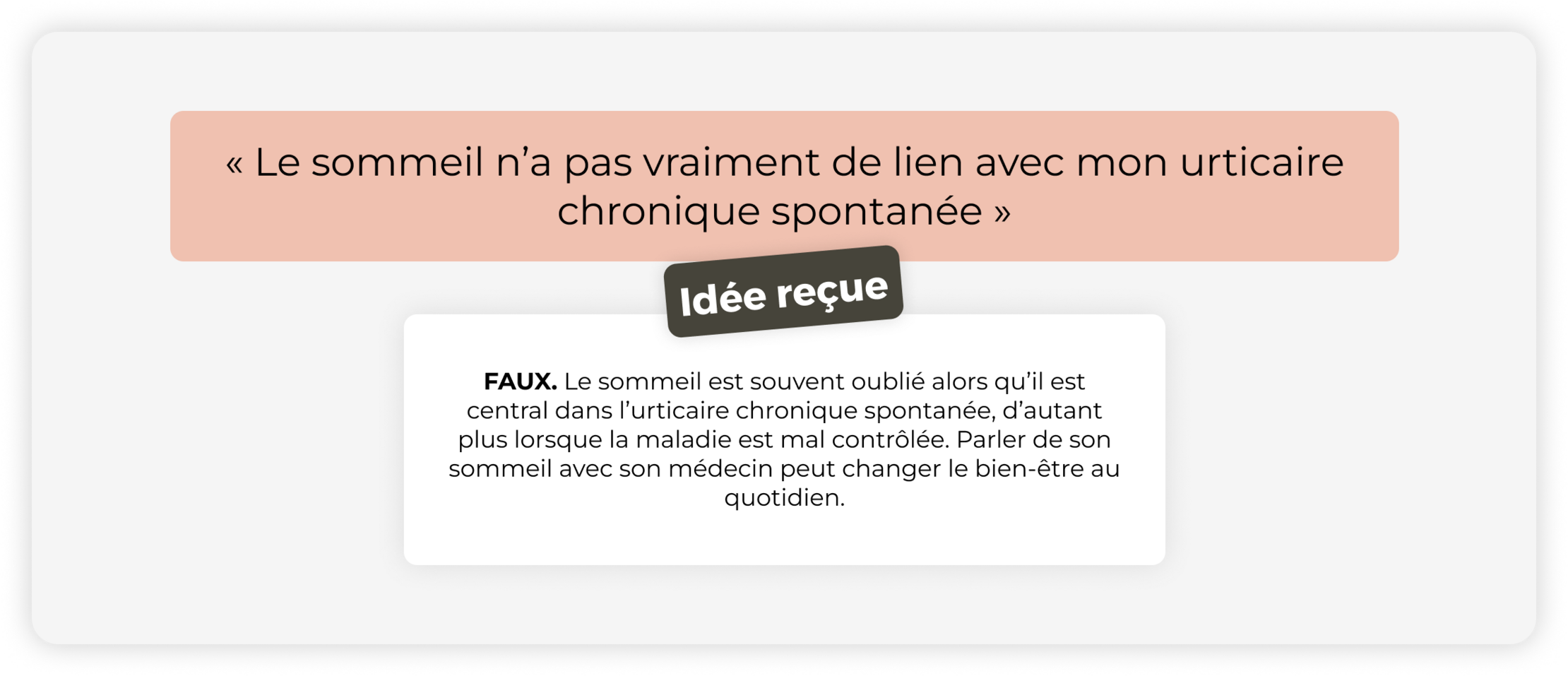 Mythe : « Le sommeil n’a pas vraiment de lien avec mon urticaire chronique spontanée »