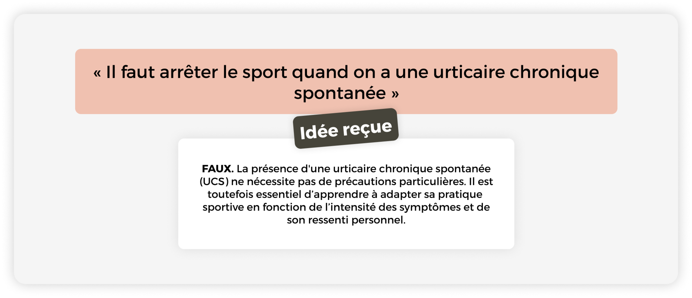 « Il faut arrêter le sport quand on a une urticaire chronique spontanée »